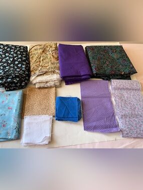 Quilting Sewing Crafts Fabric Lot Paisley Floral Purple Green Blue Cotton